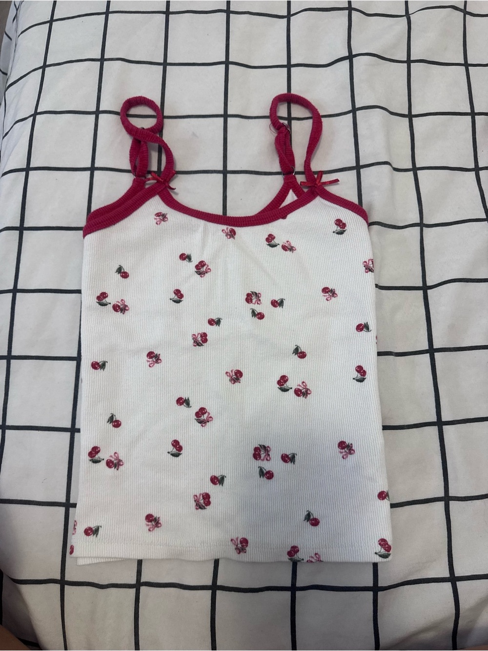 Bluenotes White Ribbed Cami with Pink Floral Print